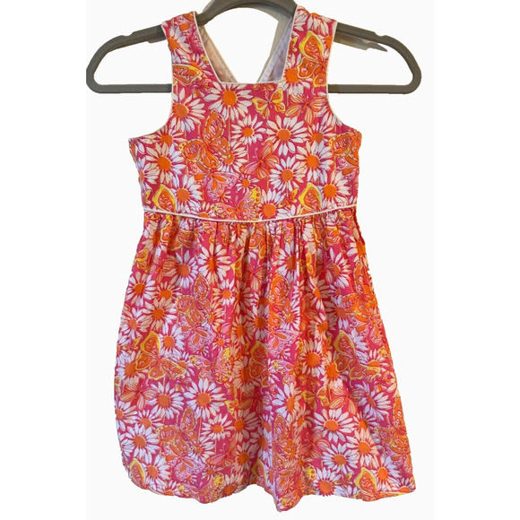 Lilly Pulitzer Other - Lilly Pulitzer Dress Toddler Size 5 Vintage Floral 5T Kids Butterfly Pink Orange